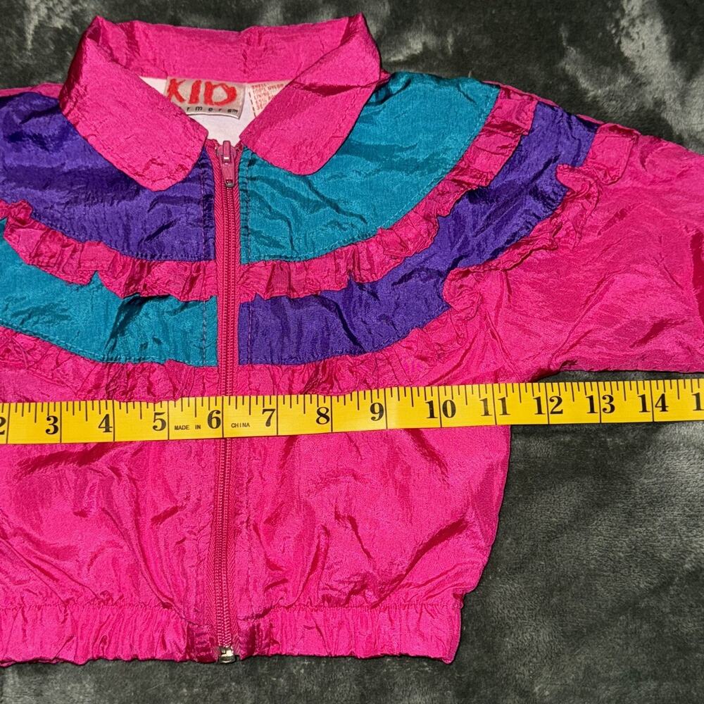 Vintage Kids Warmer Windbreaker Jacket Kids 12M Hot Pink Colorblock 70s 80s 90s - Picture 7 of 9
